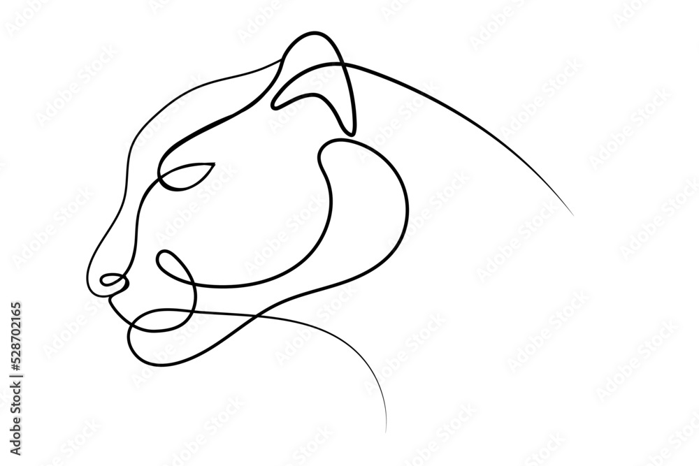 continuous one line drawing of a tiger showing its fangs and get ready to pounce the prey. Vector illustration continuous one line drawing of a tiger showing its fangs and get ready to pounce the prey. Vector illustration
