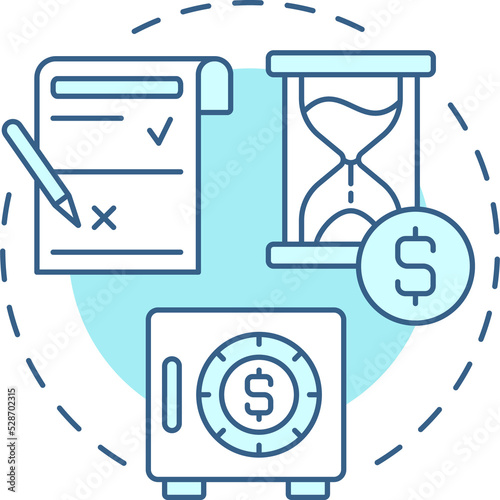 Certificate of deposit turquoise concept icon. Account for savings. Banking product abstract idea thin line illustration. Isolated outline drawing