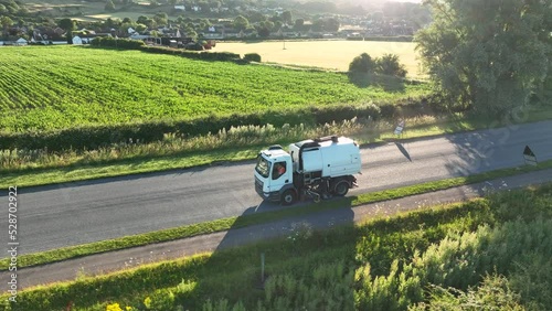 Road Sweeper Cleaning the Streets in the UK