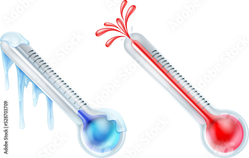 Fototapeta Hot and Cold Thermometer Icons