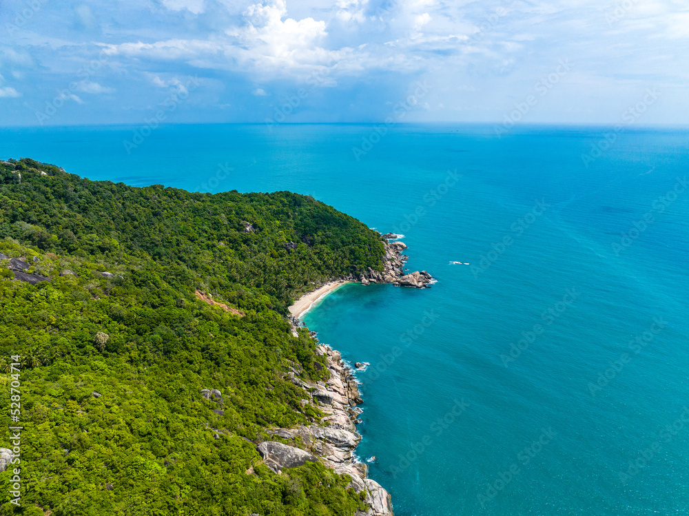 Aerial view of Haad Rin beach or Hat Rin in Ko Pha Ngan, Thailand