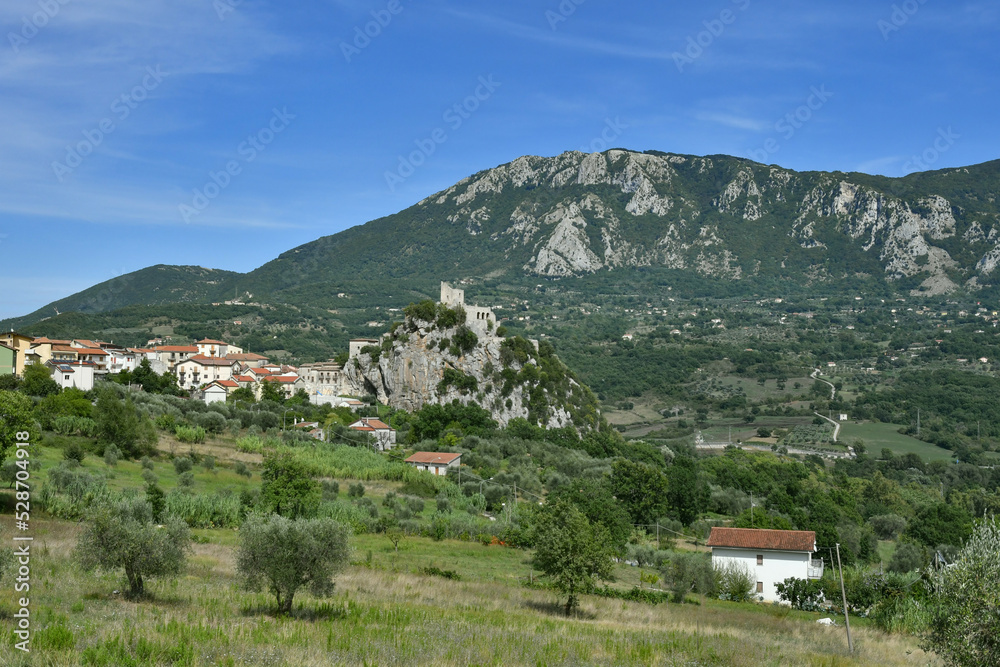 View of the fortress of Quaglietta, a medieval village in the province of Salerno in Italy.