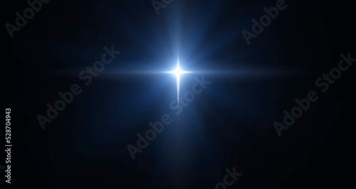 Background of the beautiful Bright star in dark sky.  Christmas star of the Nativity of Bethlehem, Nativity of Jesus Christ.