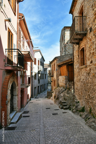 Fototapeta Naklejka Na Ścianę i Meble -  A narrow street in Quaglietta, a medieval village in the province of Salerno, Italy.
