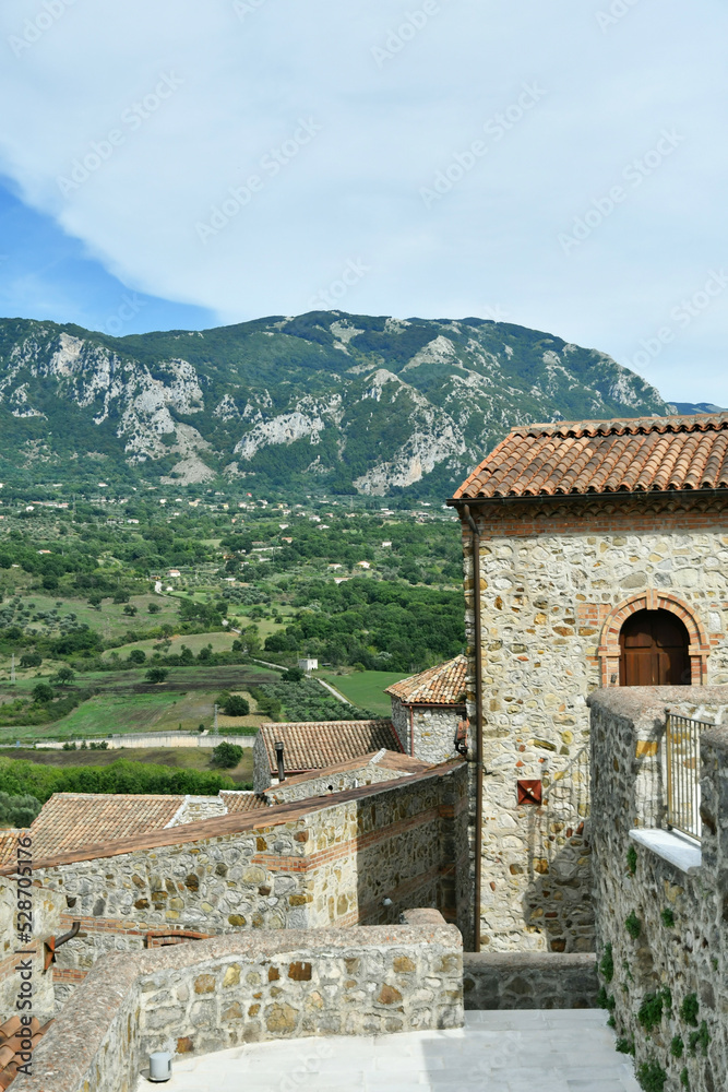 Panoramic view from the castle of Quaglietta, a medieval village in the province of Salerno in Italy.