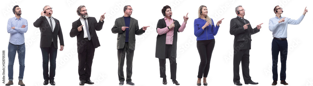 group of business people with microphone isolated group of business people with microphone isolated