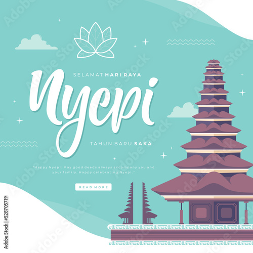 happy nyepi day means bali's day of silence illustration background