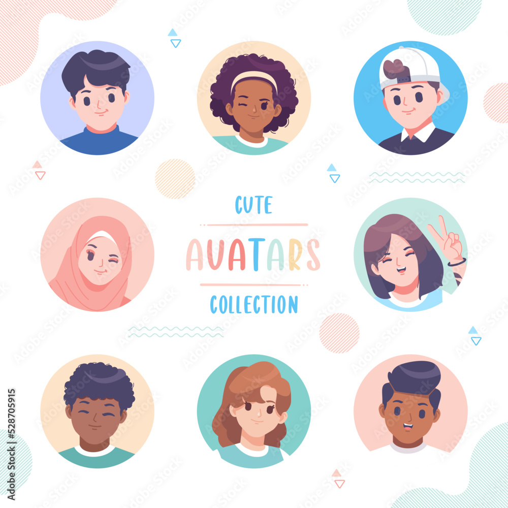 hand drawn cute avatar collection vector design hand drawn cute avatar collection vector design