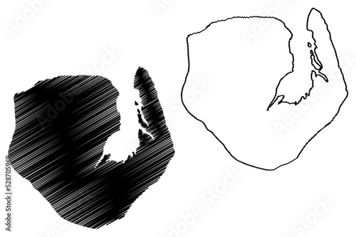 Europa island (French Republic, France, Indian Ocean, Mozambique Channel) map vector illustration, scribble sketch Nosy Ampela map