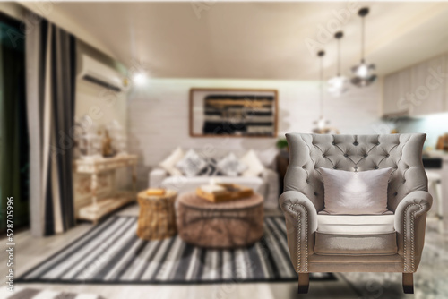 Beautiful sofa, exquisite decoration, rivet fabric, isolated backdrop clipingpart © chalermphon