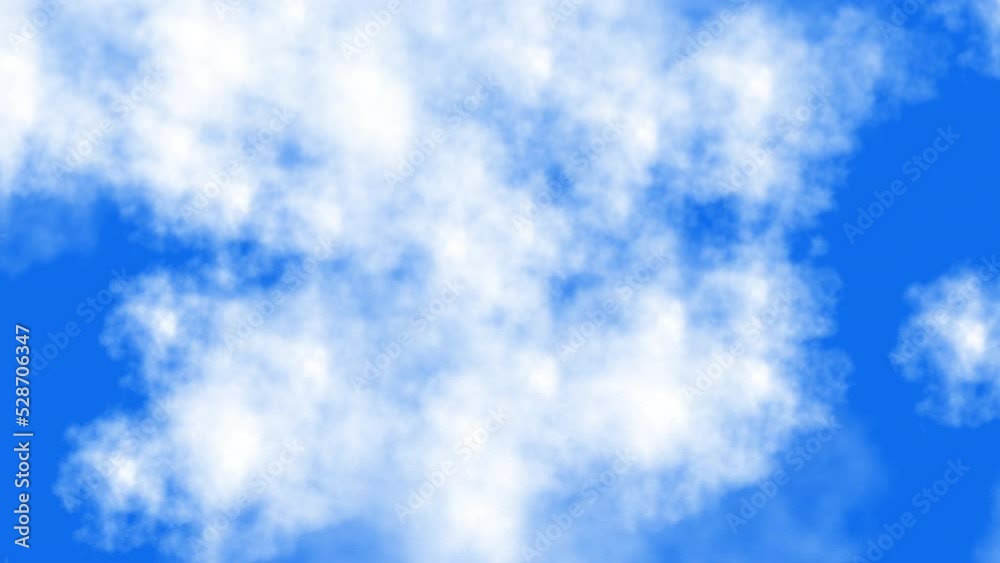 Flying through white fluffy clouds in the blue sky. The camera moves up slightly. Abstract background. Motion graphic. Flying through white fluffy clouds in the blue sky. The camera moves up slightly. Abstract background. Motion graphic.