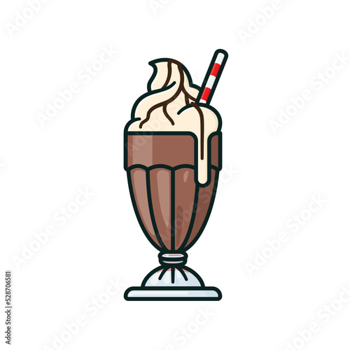 Chocolate milk shake isolated vector illustration