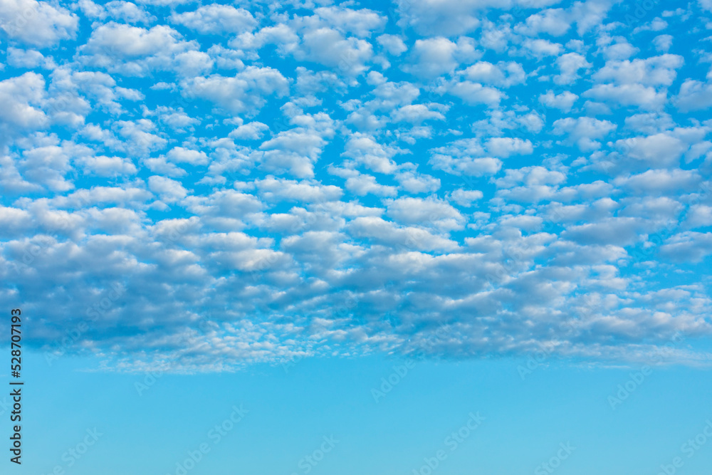 Altocumulus clouds, summer sky cloudscape - obrazy, fototapety, plakaty 