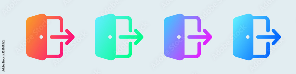 Log out solid icon in gradient colors. Exit signs vector illustration. Log out solid icon in gradient colors. Exit signs vector illustration.