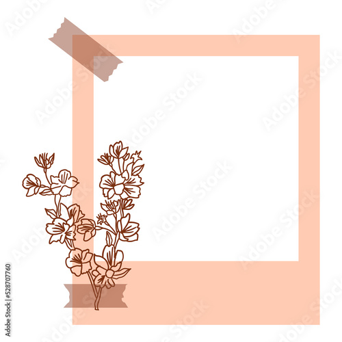Aesthetic Pink Polaroid Frame with Floral  and Tape
