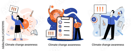 Change climate awareness metaphor, saving planet, World Environment Day, global warming ecological problems. human-induced observed and projected long-term changes mean climate. Nature saving strategy