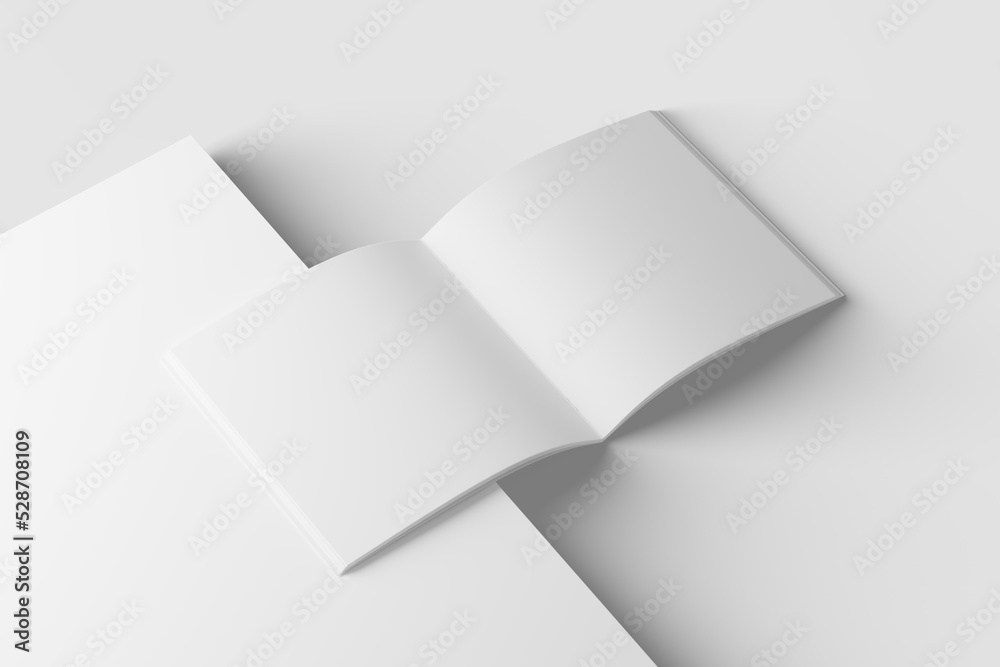 Fototapeta premium Square Brochure Magazine 3D Rendering White Blank Mockup