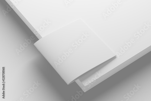 Square Brochure Magazine 3D Rendering White Blank Mockup © Threedy Artist