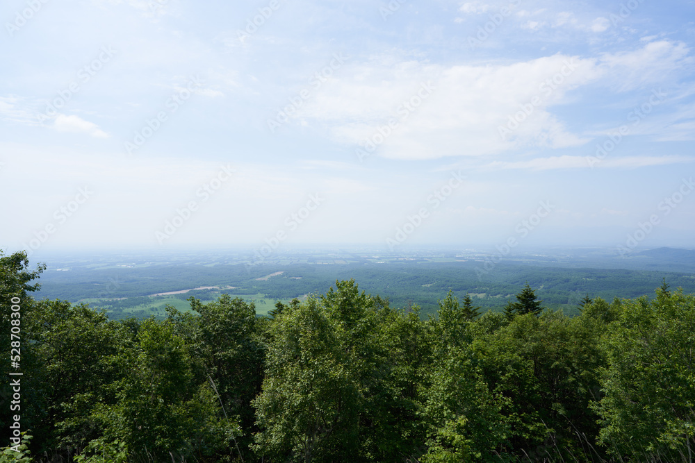 Majestic scenery of Tokachi Plain seen from Ogigahara Observatory