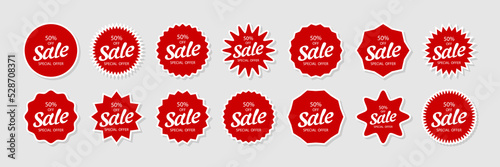 Sale vector collection. Sale. Sale offer collection stickers and label, badge tags. 50% off. Vector illustration