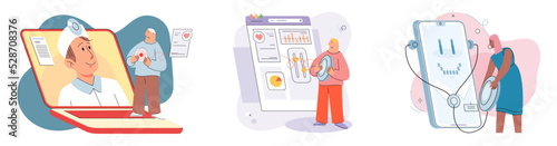 Online medical consultation and support metaphor. Online doctor. Healthcare services, Ask doctor. Tele medicine e-health service. Therapist videocalling phone screen. Diagnosis treatment of patients