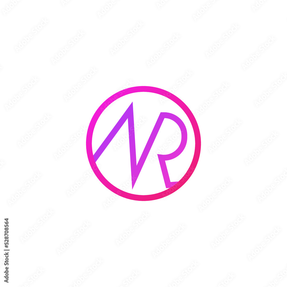 NR Logo Design with Modern and Minimal Concept. Abstract Initial N and R Logo in Purple Line Style NR Logo Design with Modern and Minimal Concept. Abstract Initial N and R Logo in Purple Line Style
