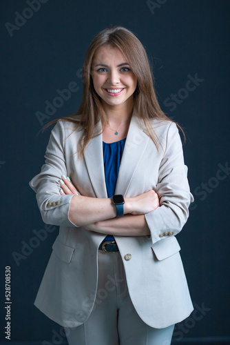 Business Woman on black background, Business woman emotions