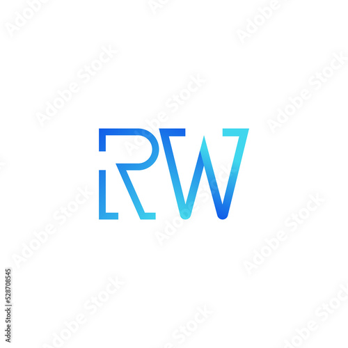 Initial R and W Logo with Modern and Minimalist Concept. Abstract RW Initial Logo in Blue Gradient Style