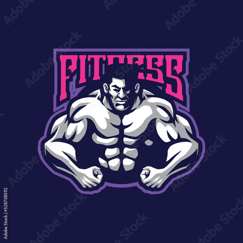 Fitness mascot logo design vector with modern illustration concept style for badge, emblem and t shirt printing. Strong fitness illustration.