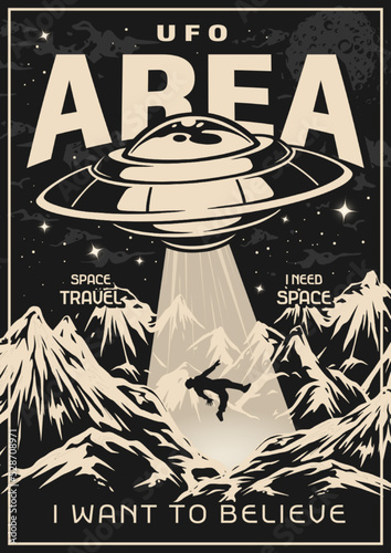 UFO area flyer vintage monochrome