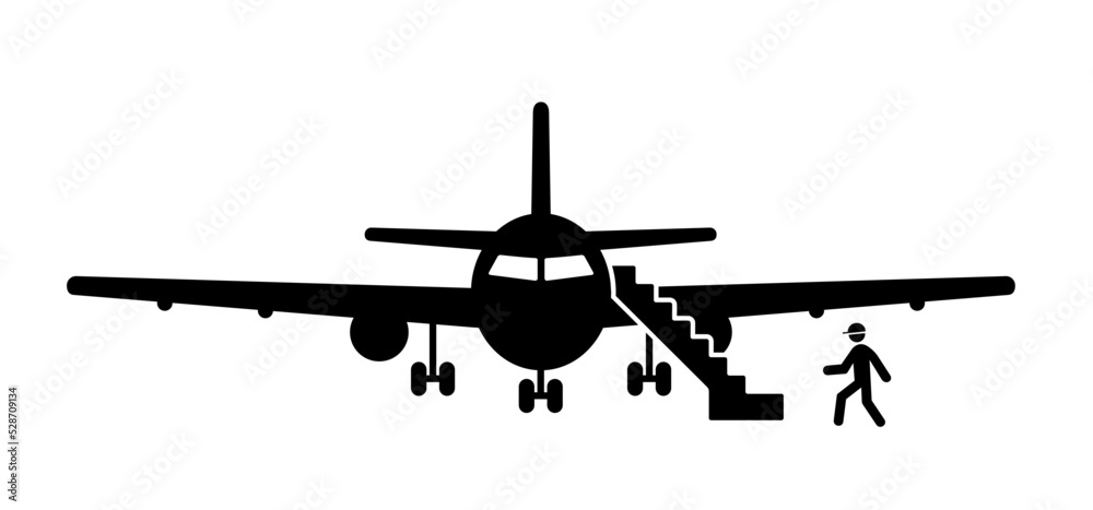 Passenger walking to the aircraft stairs for vacation, holliday ...
