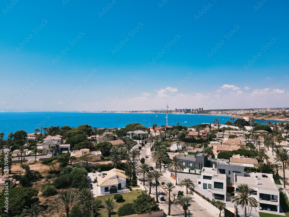 Summer card, turquoise sea and beach in Spain,Cabo Roig, Orihuela Costa