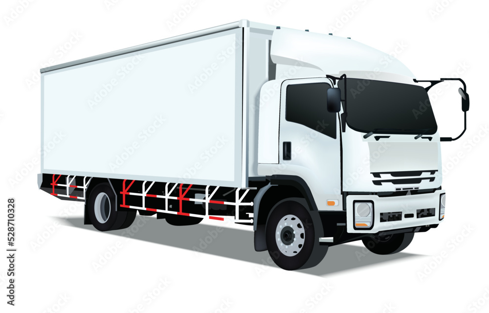 Big isolated vehicle icons set, logistic commercial transport concept. 
white background