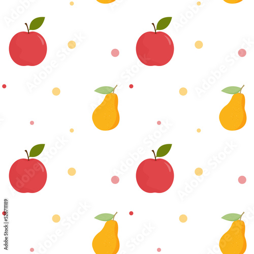 Fototapeta Naklejka Na Ścianę i Meble -  seamless colored pattern with apples, pears.