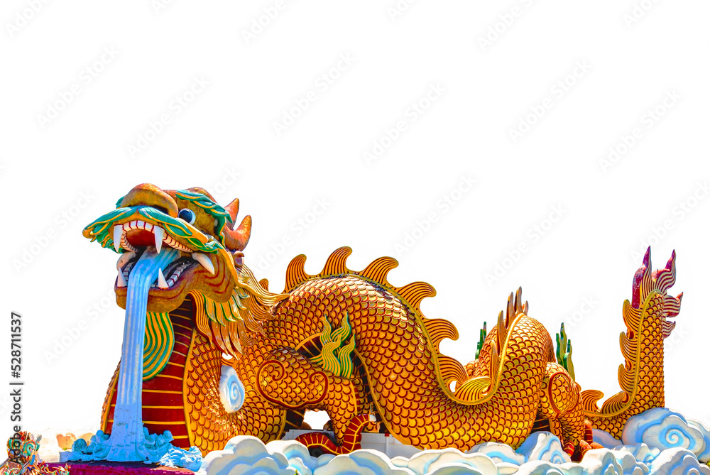 Fototapeta premium Golden Dragon Museum, large dragon shaped building.Suphanburi Tourist Attraction City Pillar Shrine landmark Photo