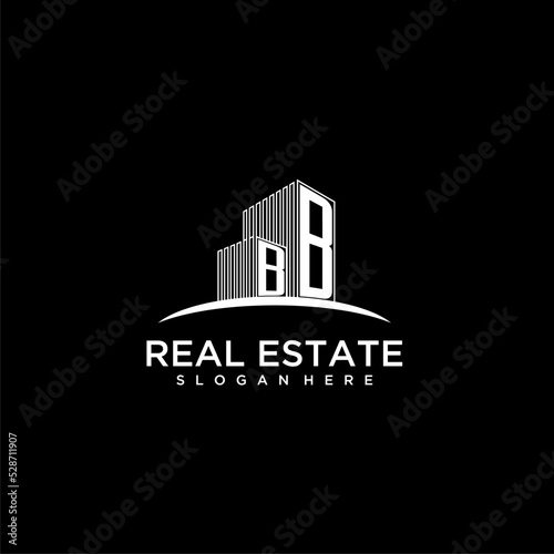 BB initial monogram logo for real estate with building style