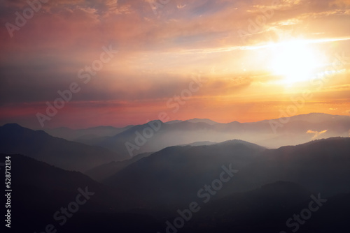 Obraz na płótnie Sunset view of Caucasus mountains in Adjara, Georgia w salonie