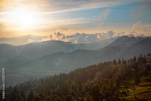 Obraz na płótnie Sunset view of Caucasus mountains in Adjara, Georgia w salonie