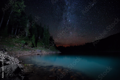 Obraz na płótnie Milky Way over a mountain lake, Georgia w salonie