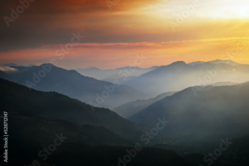 Obraz na płótnie Sunset view of Caucasus mountains in Adjara, Georgia w salonie