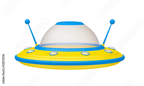 Toy flying saucer in 3d render realistic