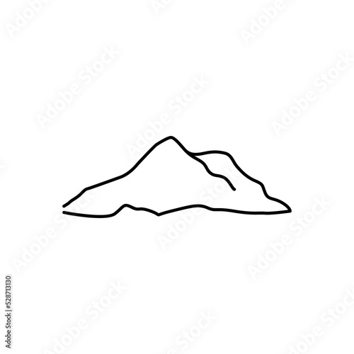 Hand drawn mountain logo icon in black stroke color