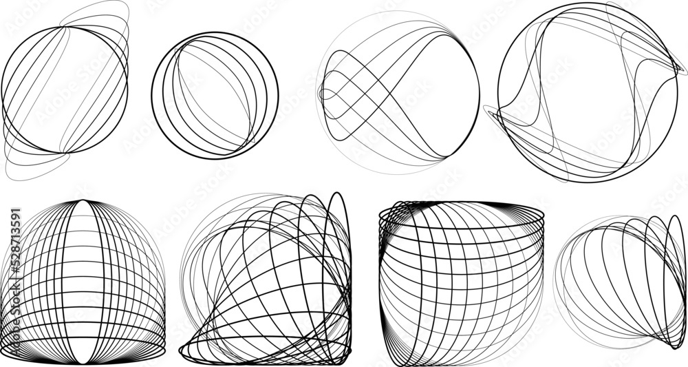 Obraz premium Lines in Circle Form . Spiral Vector Illustration .Technology round. Wave Logo . Design element . Abstract Geometric shape .
