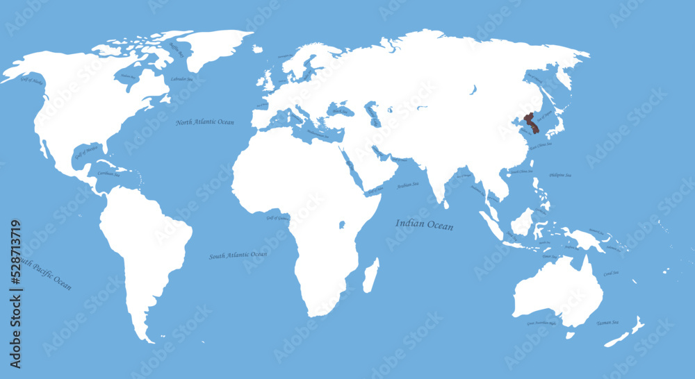 Map  of korean empire the largest borders detailed map with capital and the all world with all sea and ocean name