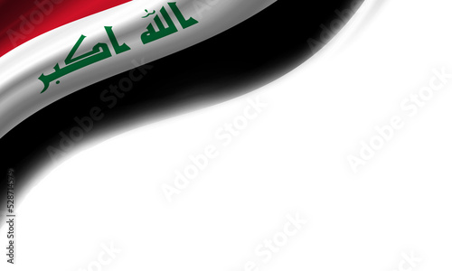 Wavy flag of Iraq against white background. 3d illustration