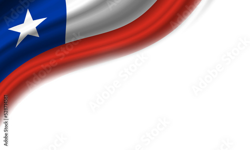 Wavy flag of Chile against white background. 3d illustration photo