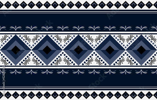 Geometric ethnic pattern seamless color blue. ethnic seamless pattern. Design for cloth business, curtain, background, carpet, wallpaper, clothing, wrapping, Batik, fabric,Vector illustration.