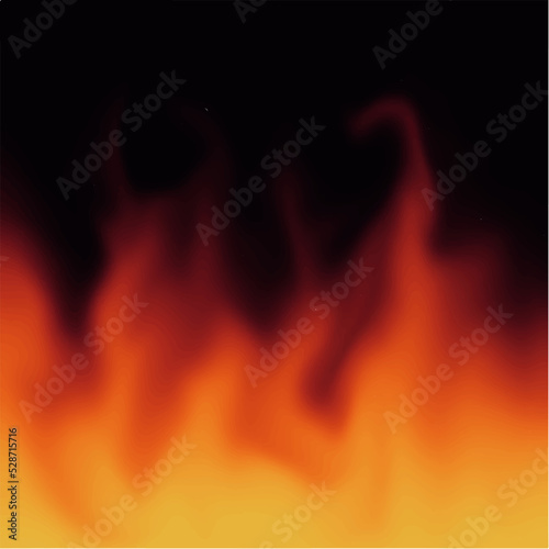 Translucent fire flames and sparks with square repetition on black background. For used on dark illustrations. vector.