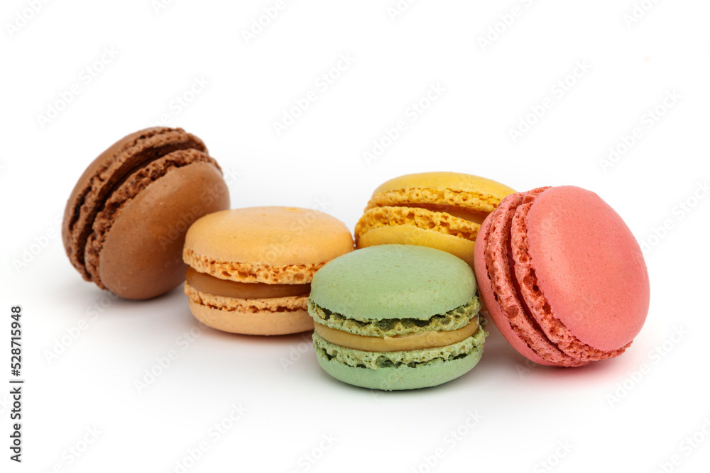Variations of colorful macaroons isolated on white background Variations of colorful macaroons isolated on white background