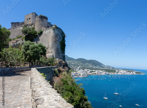 Ischia ponte aragonese castle on the sea